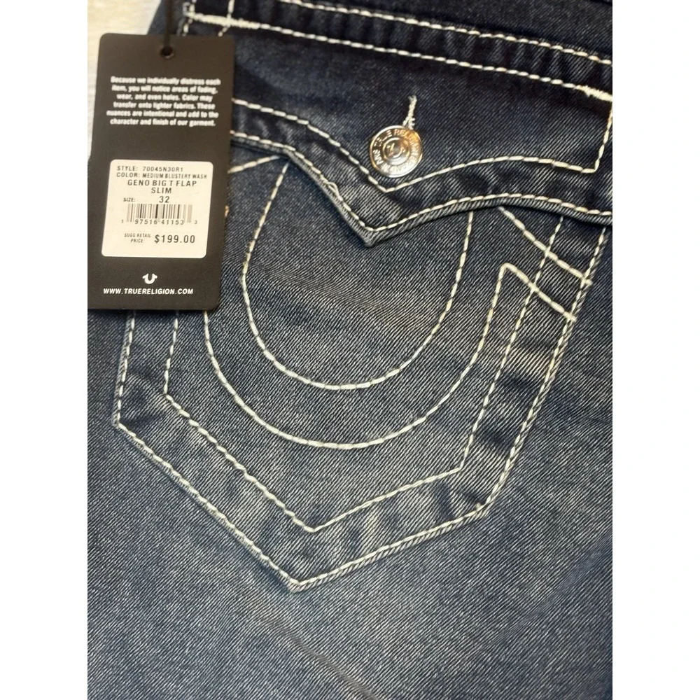 NWT‎ True Religion Geno Relaxed Slim Fit  Denim Jeans 32x29 Men's Blue